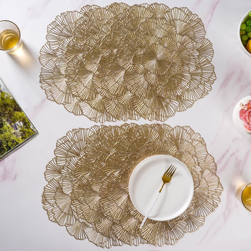 Flower Table Mat Gold Set Of 6 15 Inch Nestasia