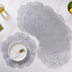 Flower Table Mat Silver Set Of 6 15 Inch Nestasia