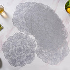 Flower Table Mat Silver Set Of 6 15 Inch Nestasia