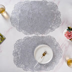 Flower Table Mat Silver Set Of 6 15 Inch Nestasia
