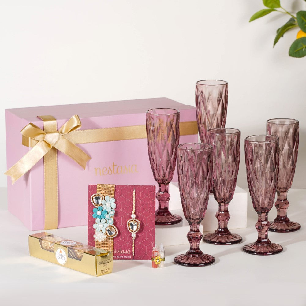 Cheers To Rakhi Gift Hamper Set Of 5 Nestasia