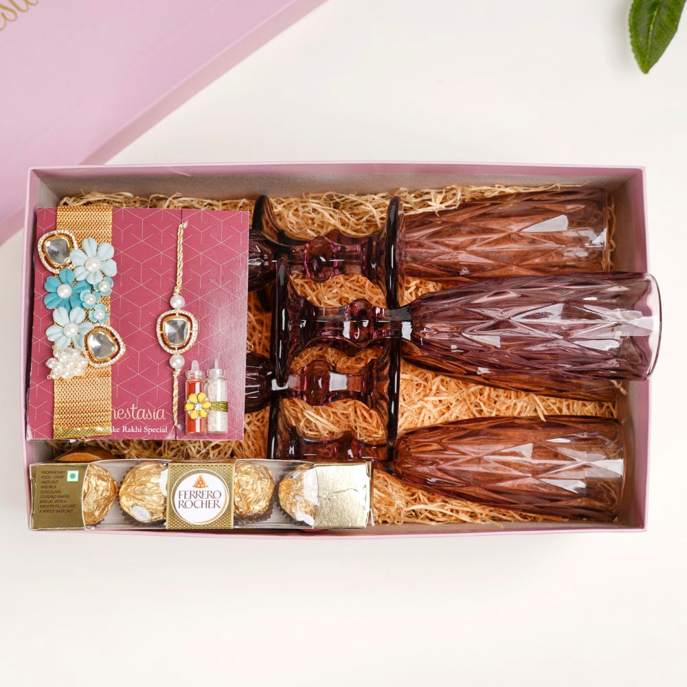 Cheers To Rakhi Gift Hamper Set Of 5 Nestasia