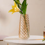 Diamante Glass Flower Vase Amber Nestasia