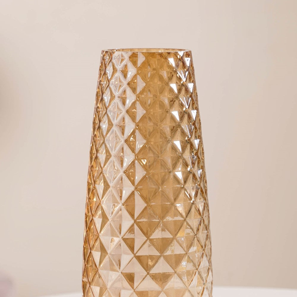 Diamante Glass Flower Vase Amber Nestasia