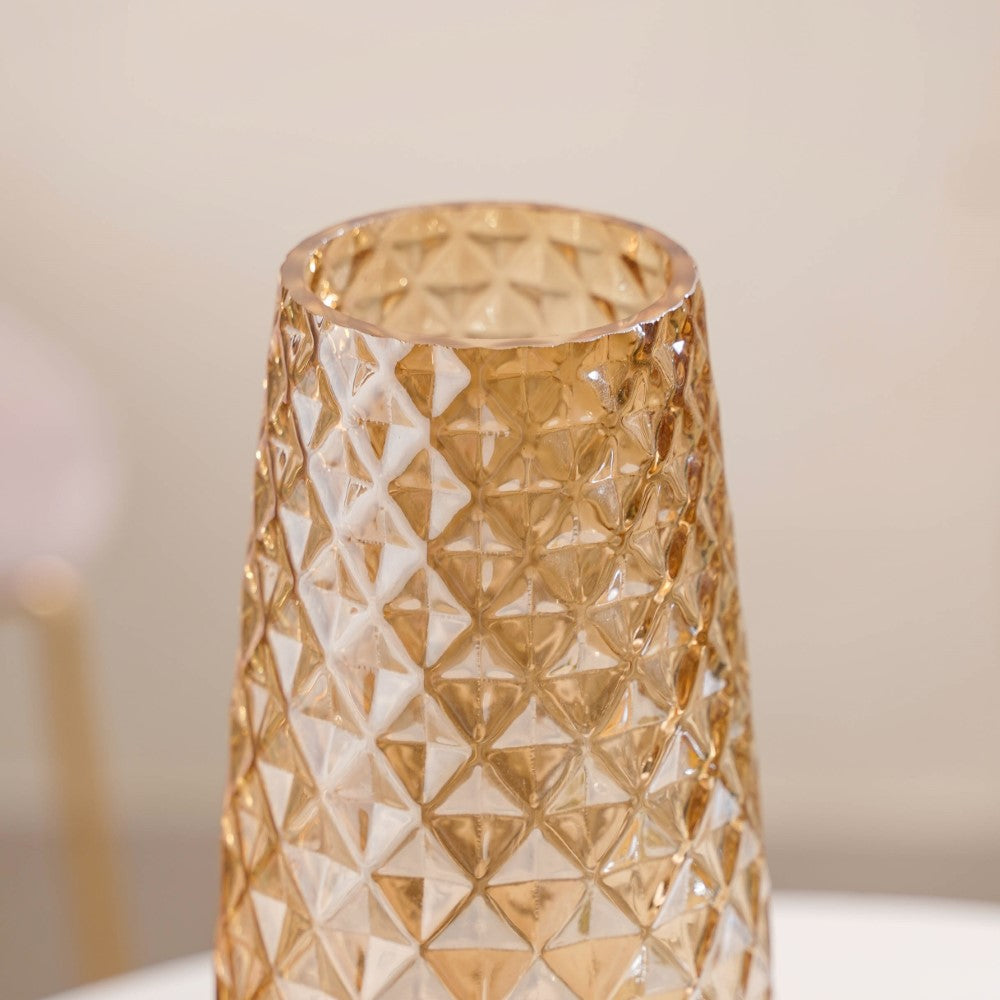 Diamante Glass Flower Vase Amber Nestasia
