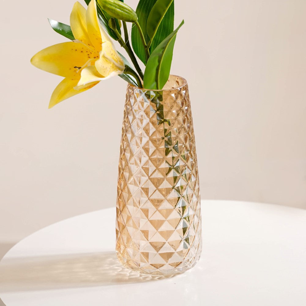 Diamante Glass Flower Vase Amber Nestasia