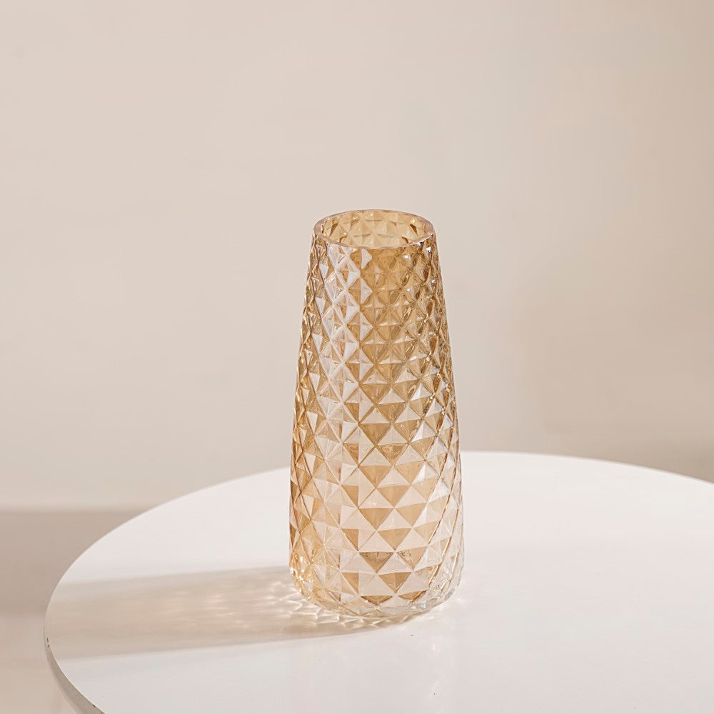 Diamante Glass Flower Vase Amber Nestasia