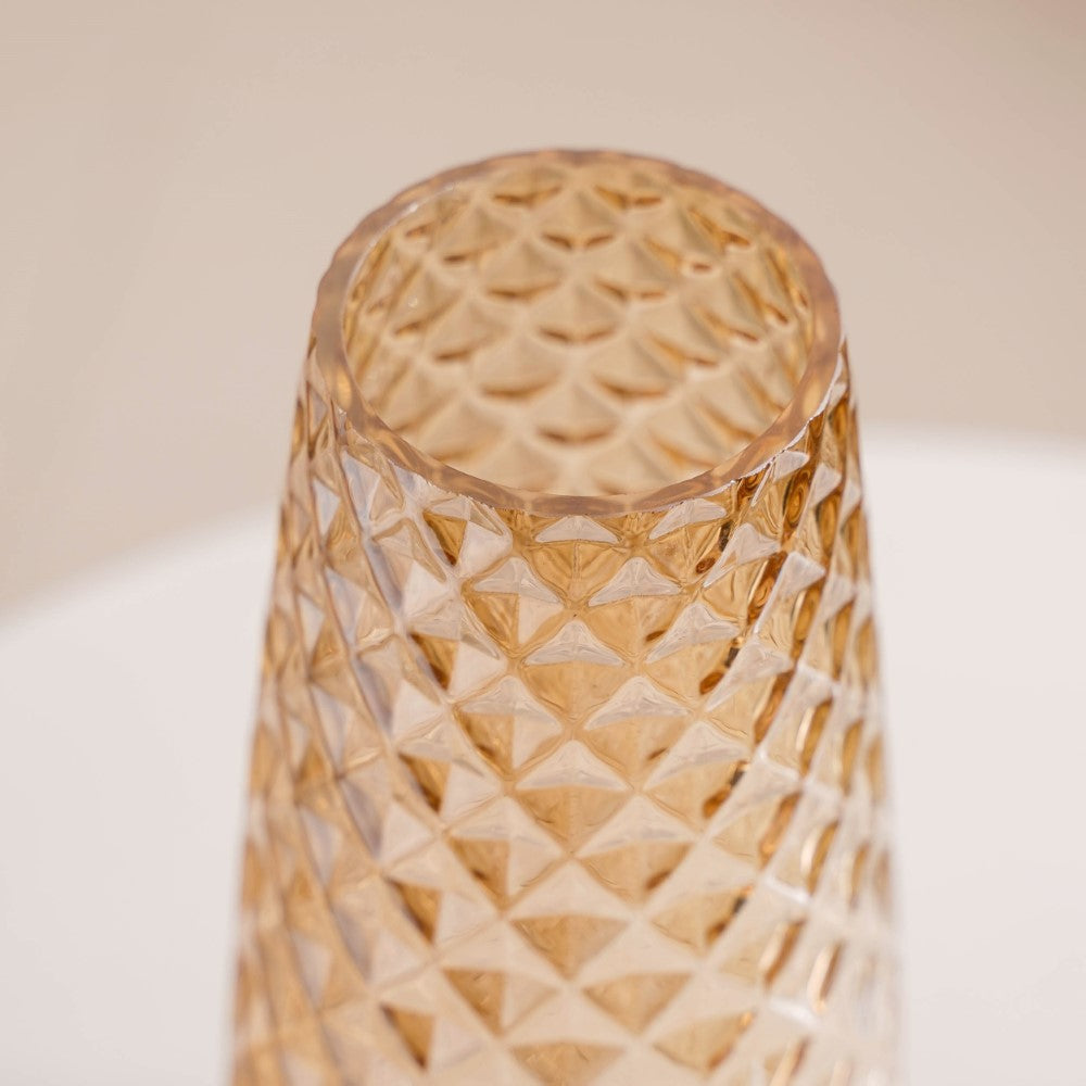 Diamante Glass Flower Vase Amber Nestasia