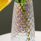 Diamante Glass Flower Vase Iridescent