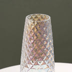 Diamante Glass Flower Vase Iridescent