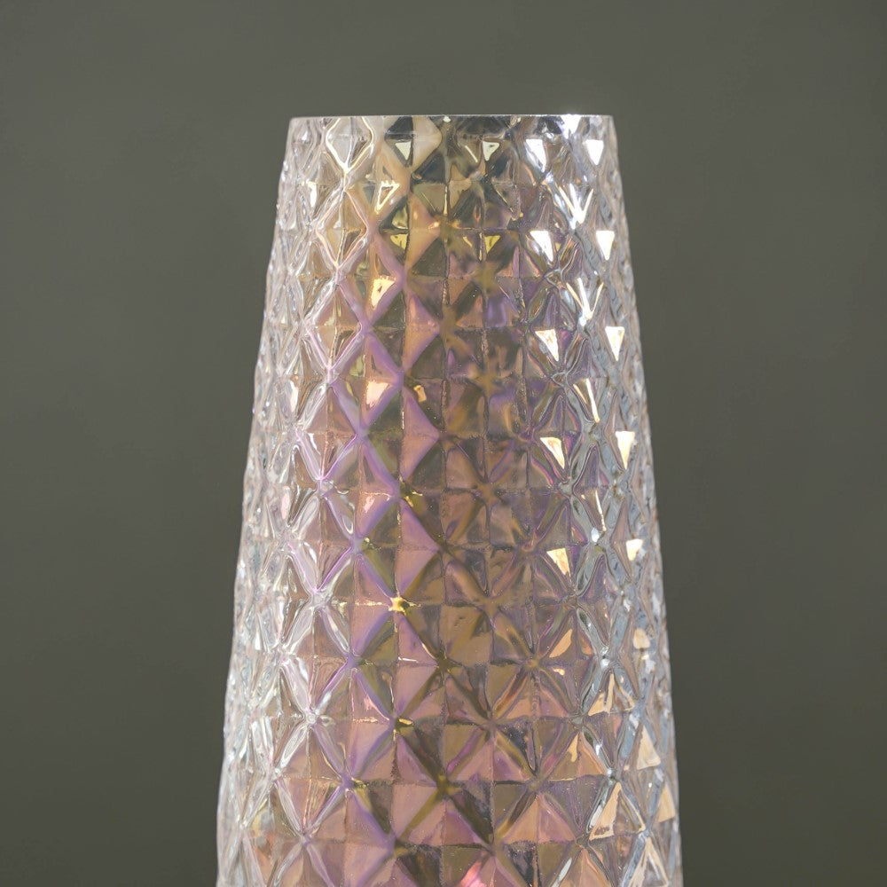 Diamante Glass Flower Vase Iridescent