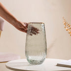 Tree Bark Textured Glass Vase Grey