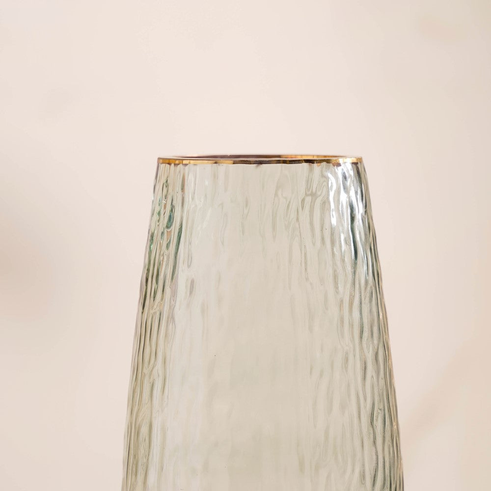 Tree Bark Textured Glass Vase Grey