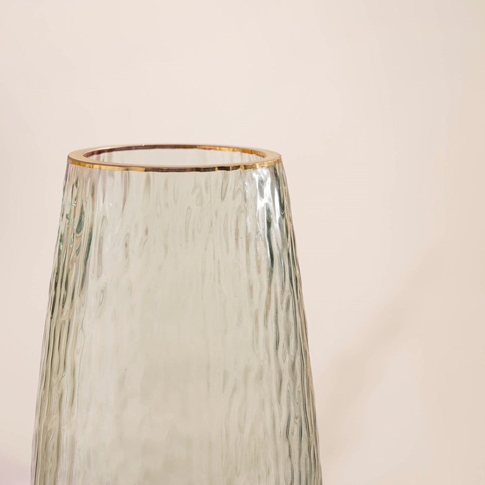 Tree Bark Textured Glass Vase Grey