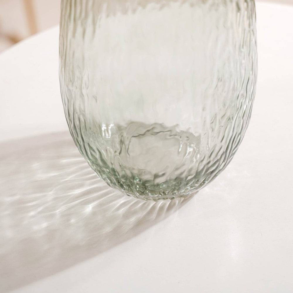Tree Bark Textured Glass Vase Grey