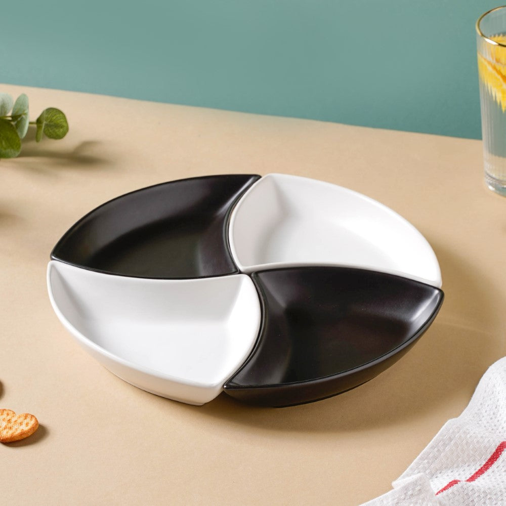 Snack Party Plate Set of 4 Black And White Nestasia