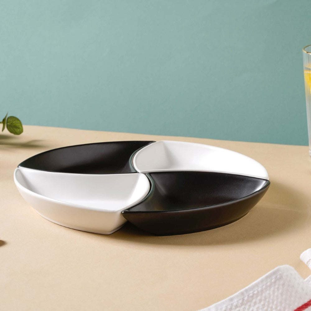 Snack Party Plate Set of 4 Black And White Nestasia