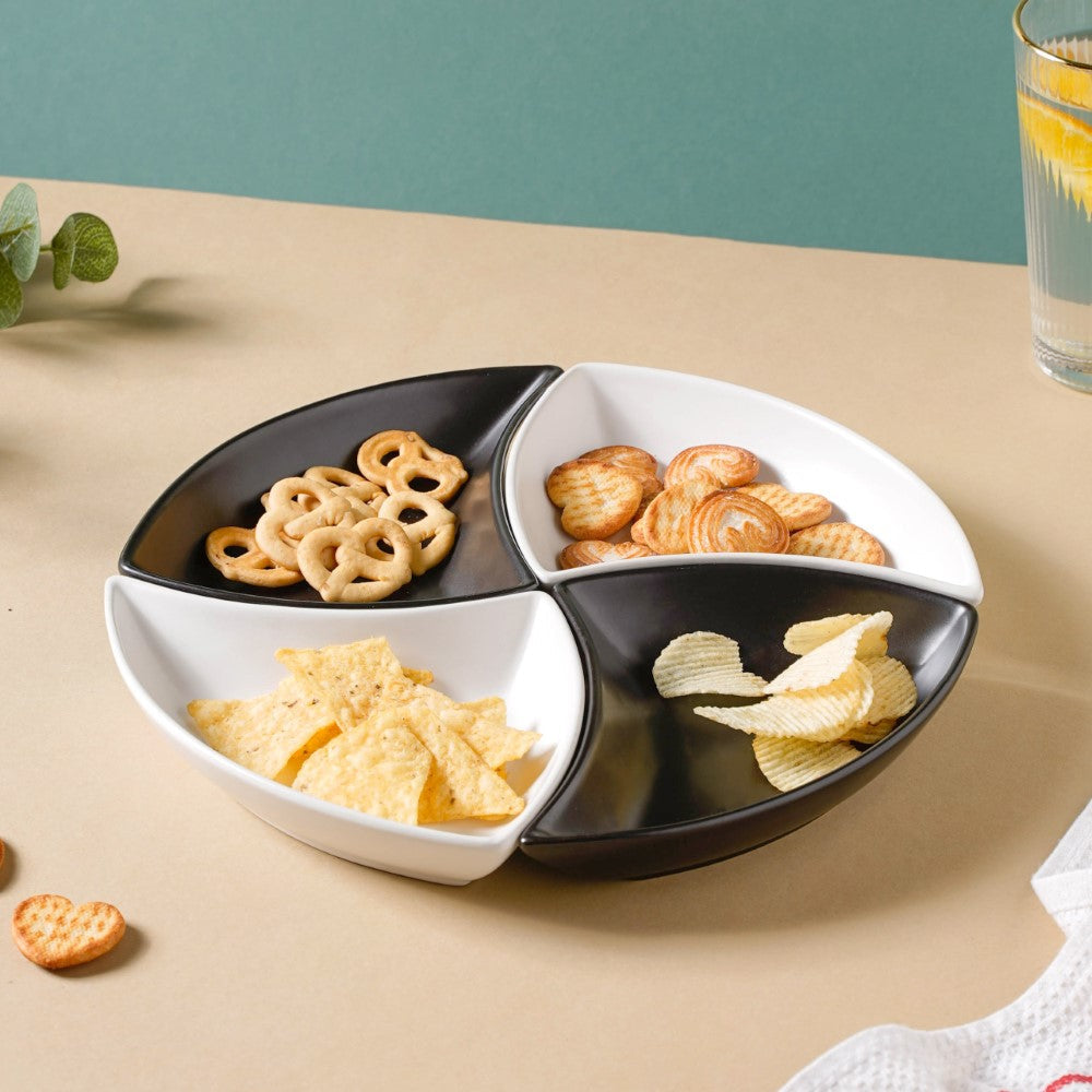 Snack Party Plate Set of 4 Black And White Nestasia