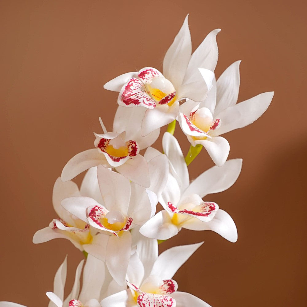Artificial Orchid Flowers White Set Of 9