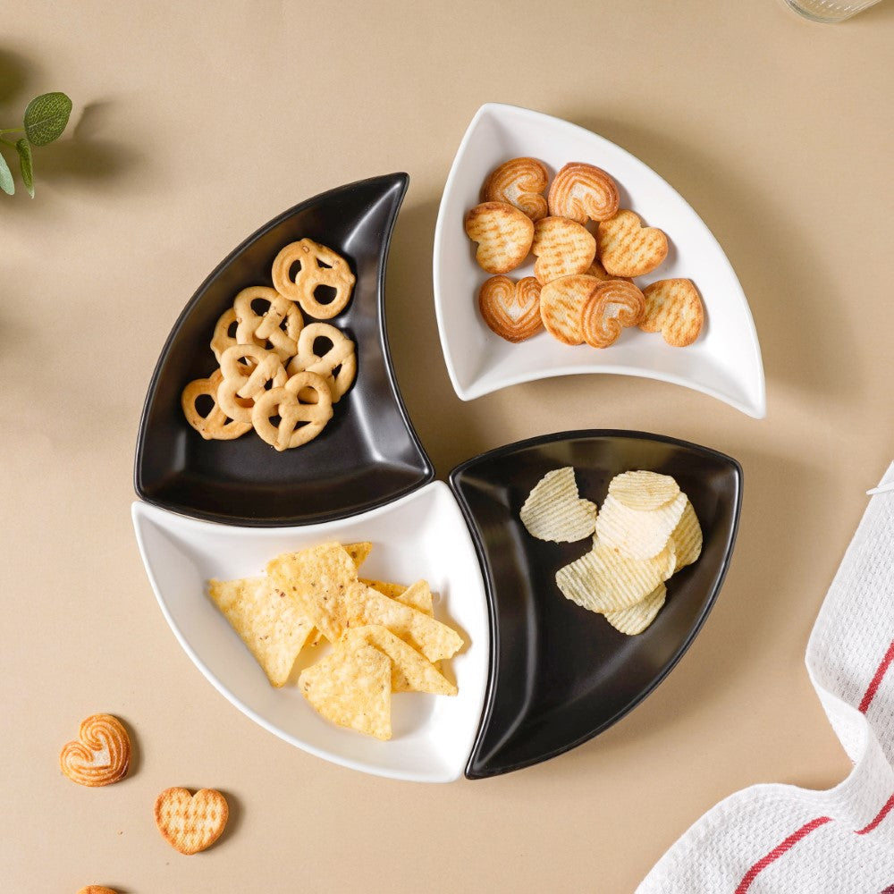 Snack Party Plate Set of 4 Black And White Nestasia