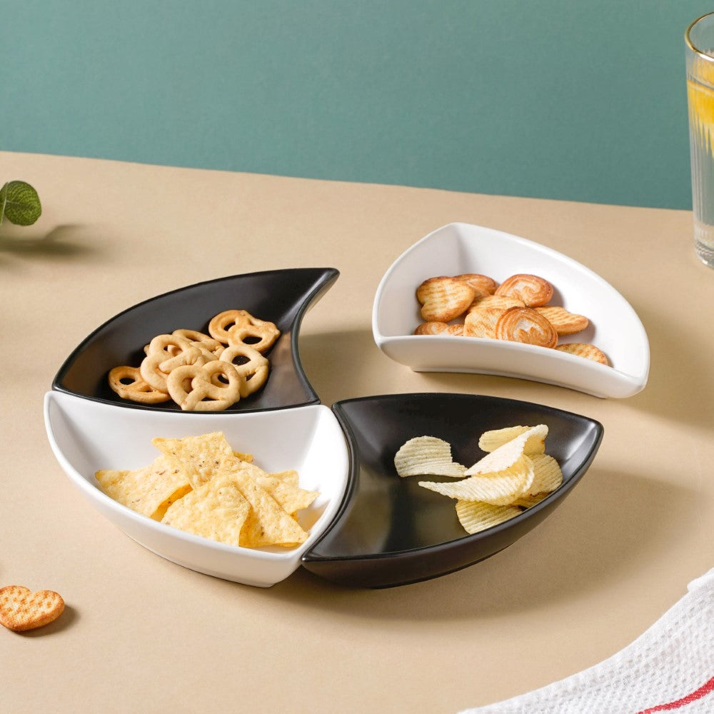 Snack Party Plate Set of 4 Black And White Nestasia