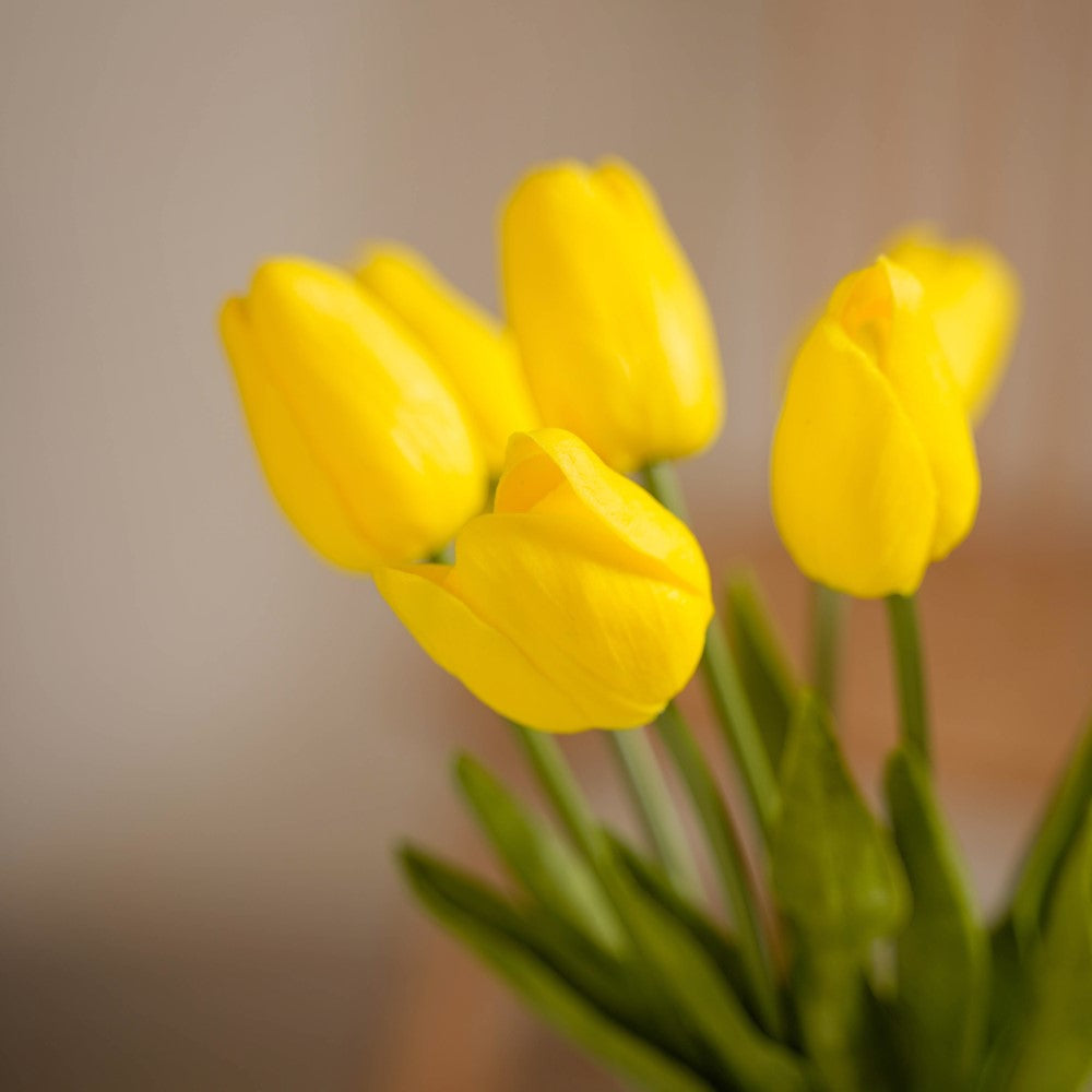 Artificial Tulip Flowers Yellow Set Of 9 Nestasia