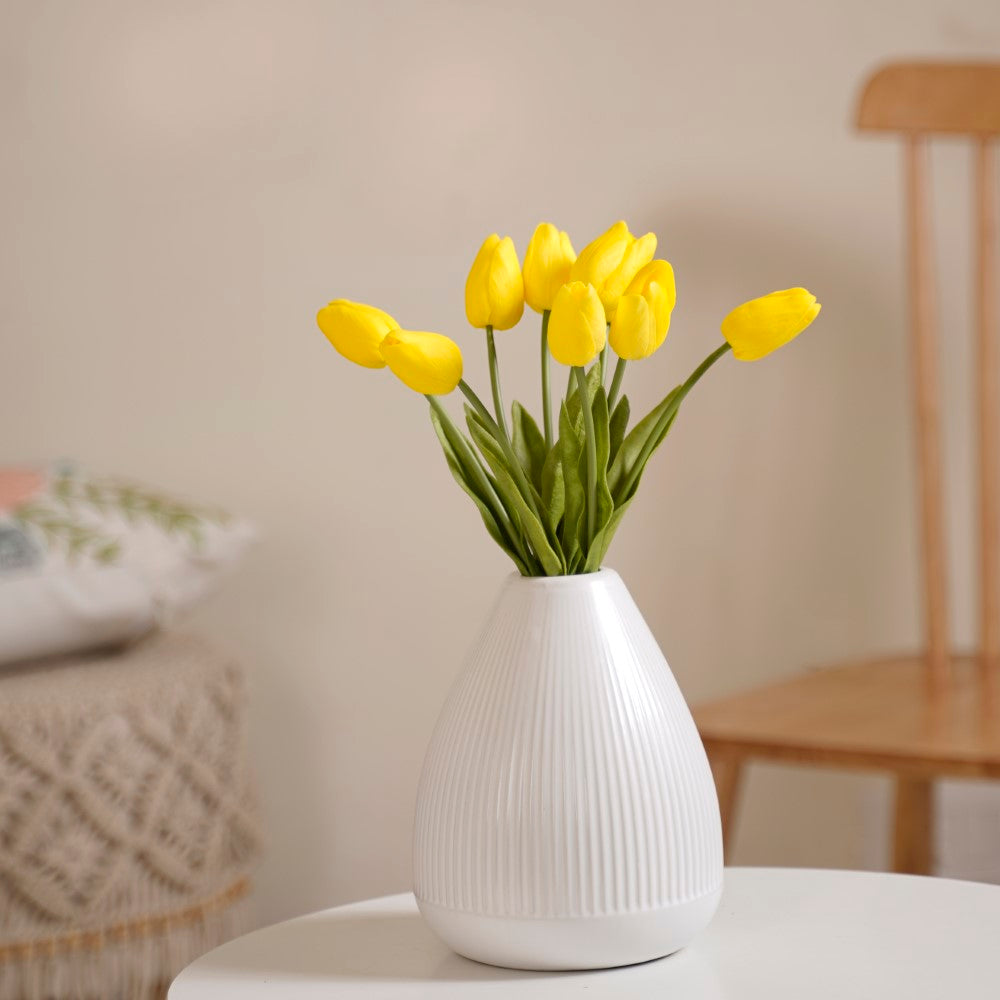 Artificial Tulip Flowers Yellow Set Of 9 Nestasia