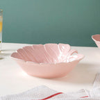 Ceramic Taro Leaf Serving Bowl Pink 700 ml Nestasia