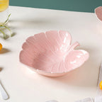 Ceramic Taro Leaf Serving Bowl Pink 700 ml Nestasia