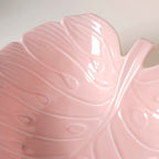 Ceramic Taro Leaf Serving Bowl Pink 700 ml Nestasia