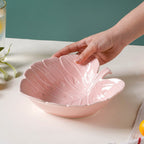 Ceramic Taro Leaf Serving Bowl Pink 700 ml Nestasia