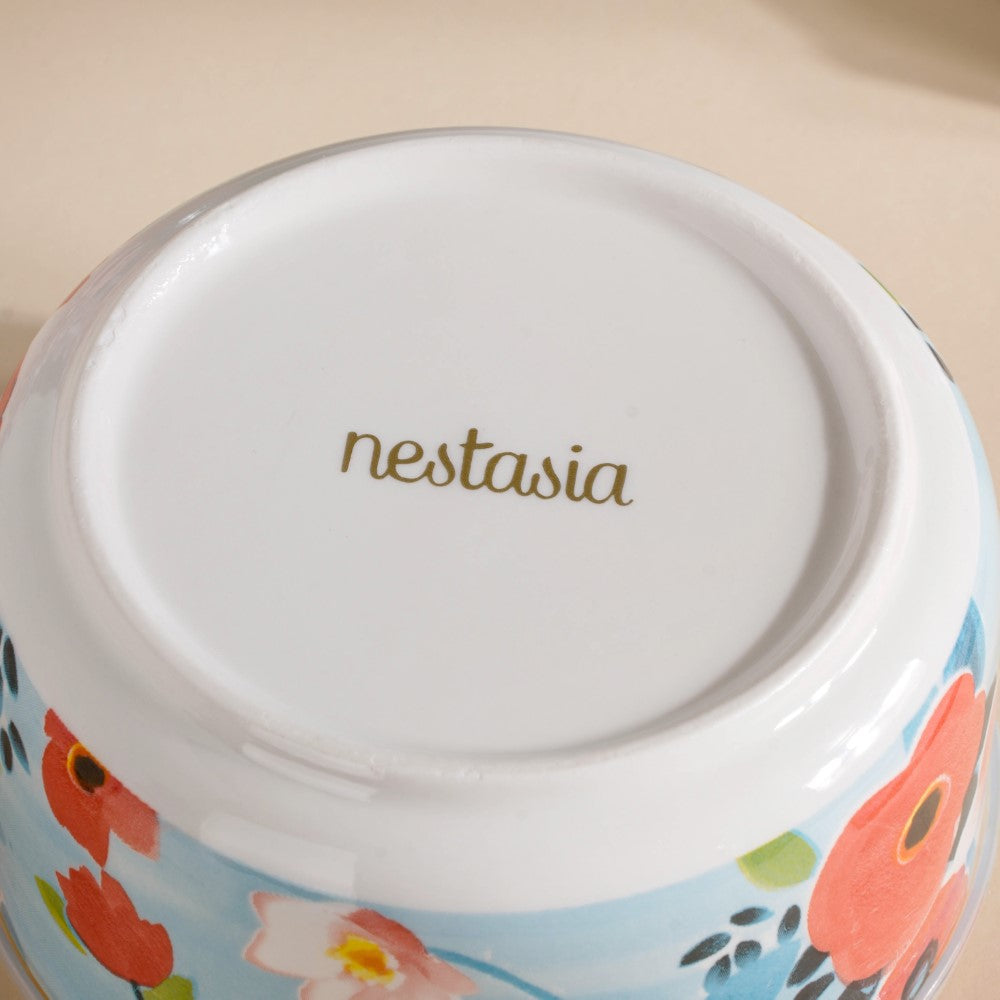Meadow Muse Ceramic Lunch Box Blue 550 ml Set Of 2 Nestasia