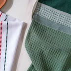 Green White Stripes Cotton Hand Towel Set Of 2 Nestasia