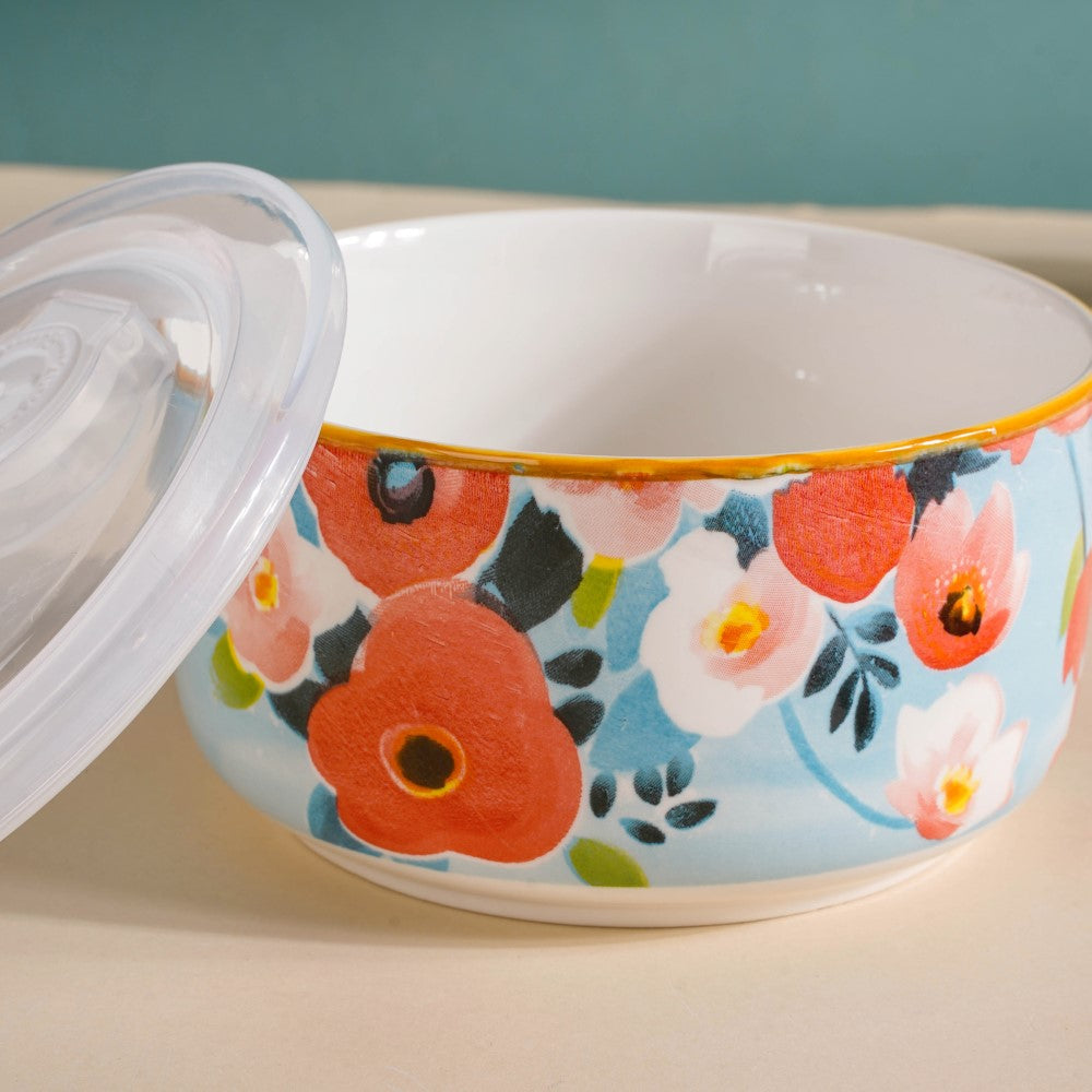 Meadow Muse Ceramic Lunch Box Blue 550 ml Set Of 2 Nestasia