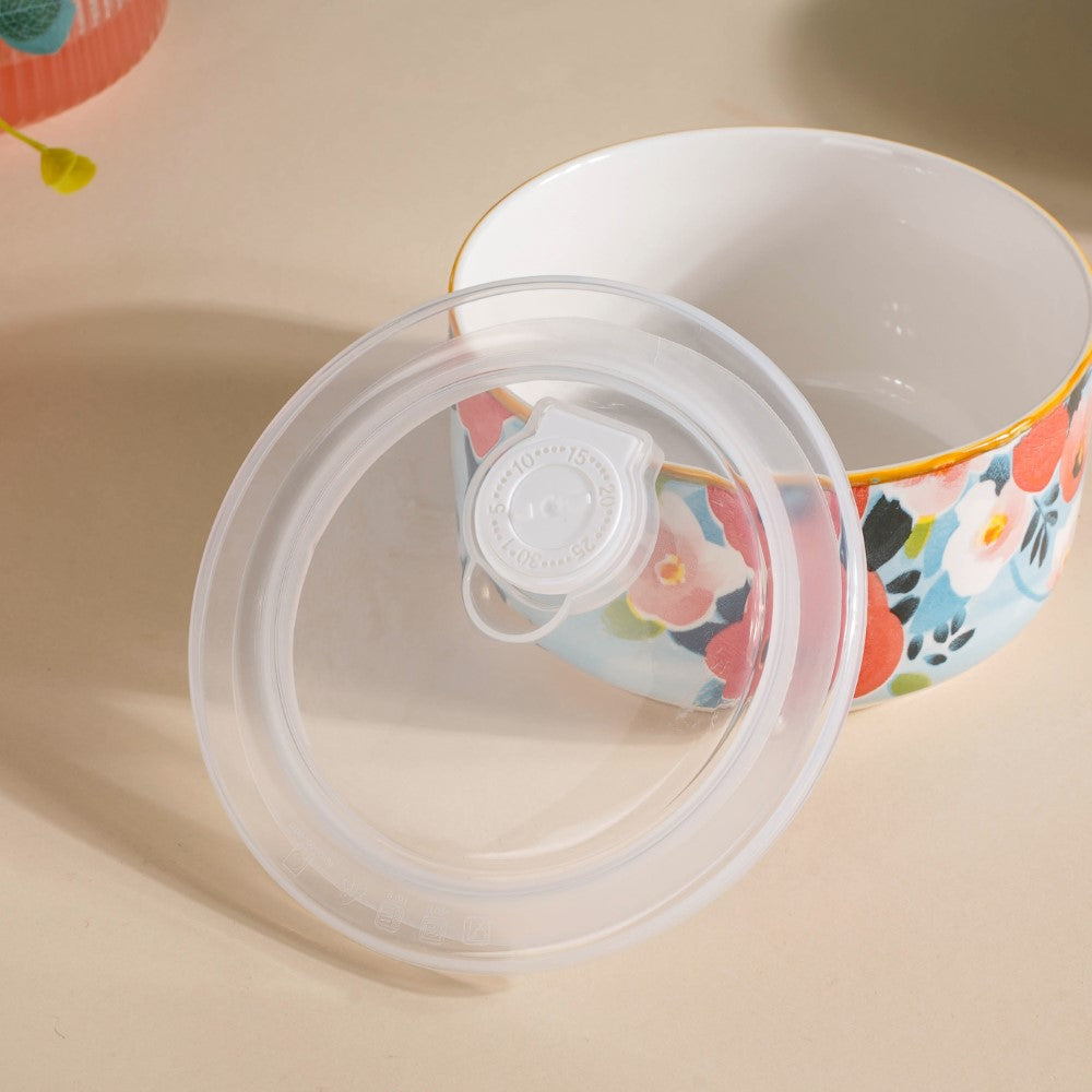 Meadow Muse Ceramic Lunch Box Blue 550 ml Set Of 2 Nestasia