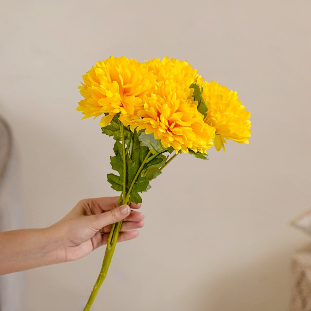 Chrysanthemum Flower Yellow Set Of 5 Nestasia