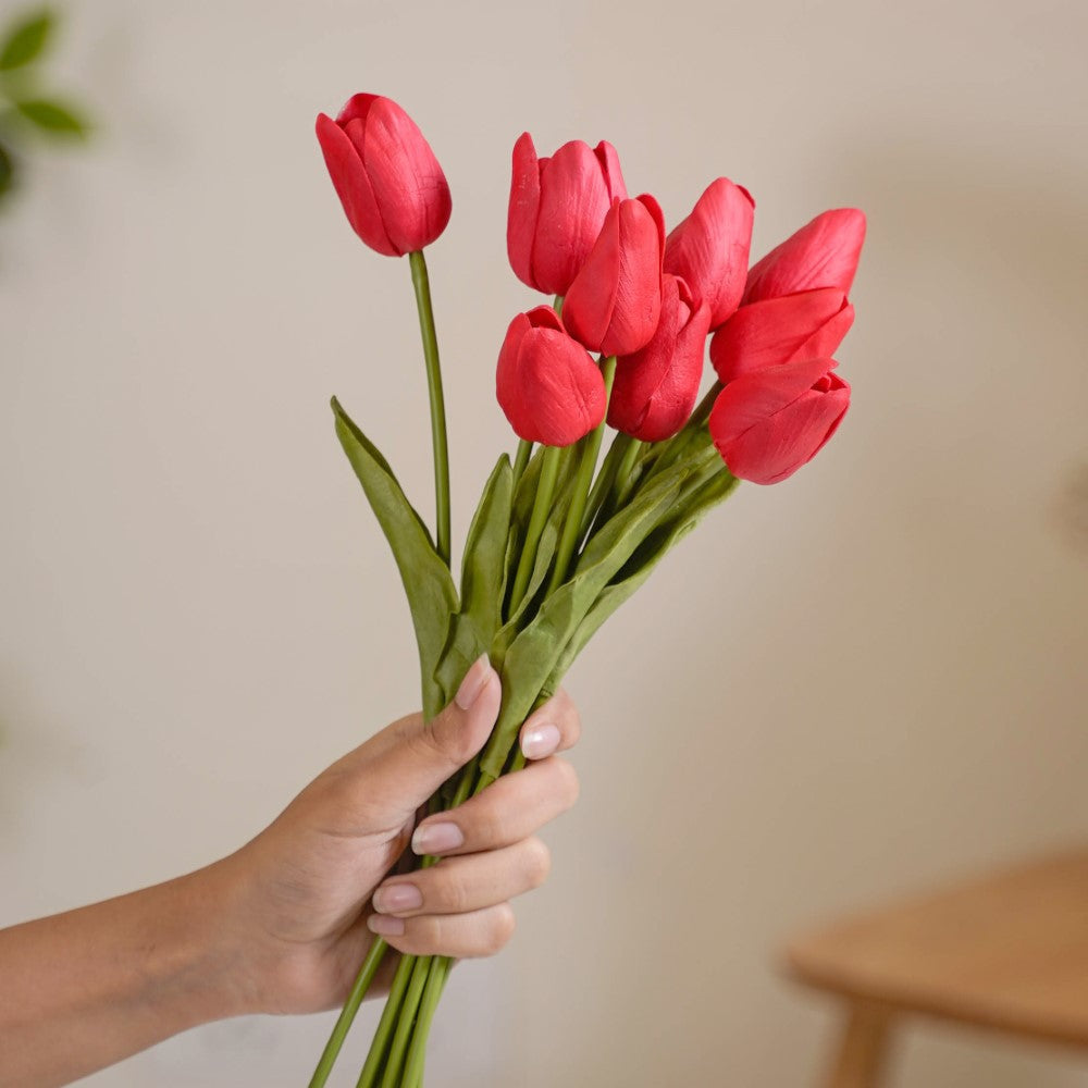 Tulip Flower Red Set Of 9 Nestasia