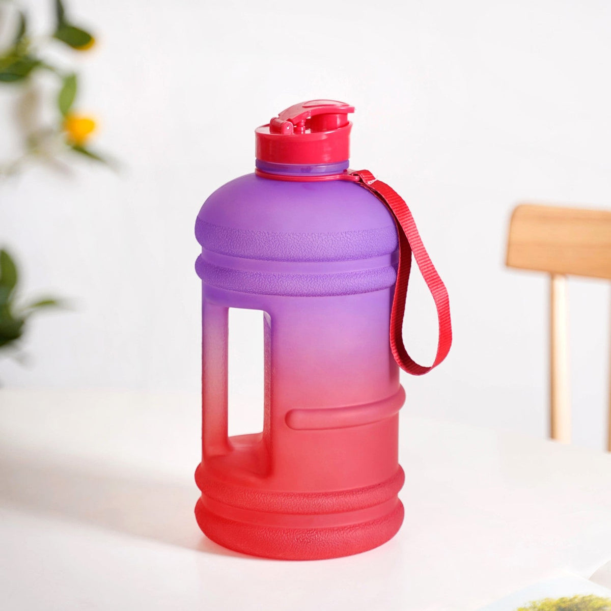 AquaBurst Large Gym Water Bottle With Handle Ombre Purple Red 2200ml Nestasia
