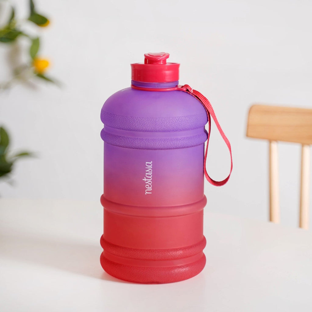 AquaBurst Large Gym Water Bottle With Handle Ombre Purple Red 2200ml Nestasia