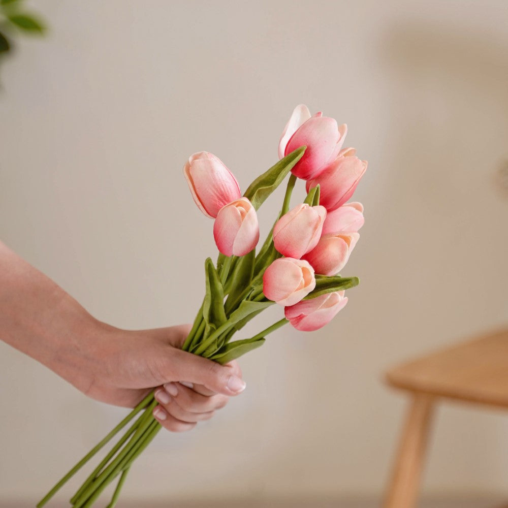 Tulip Flower Pink Set Of 9 Nestasia