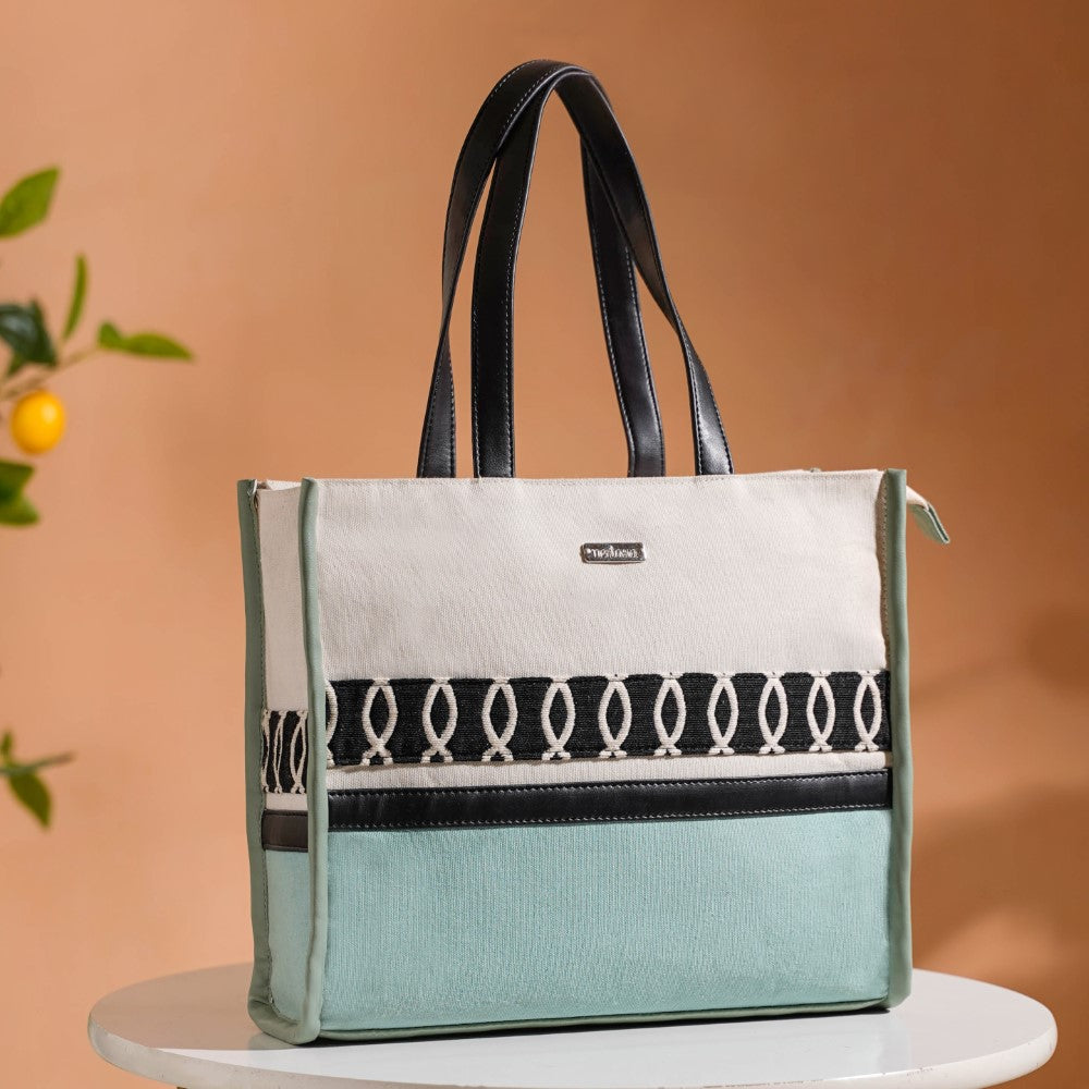 Eco-friendly Carryall Tote Bag Mint Small 12 x 10 Inch Nestasia