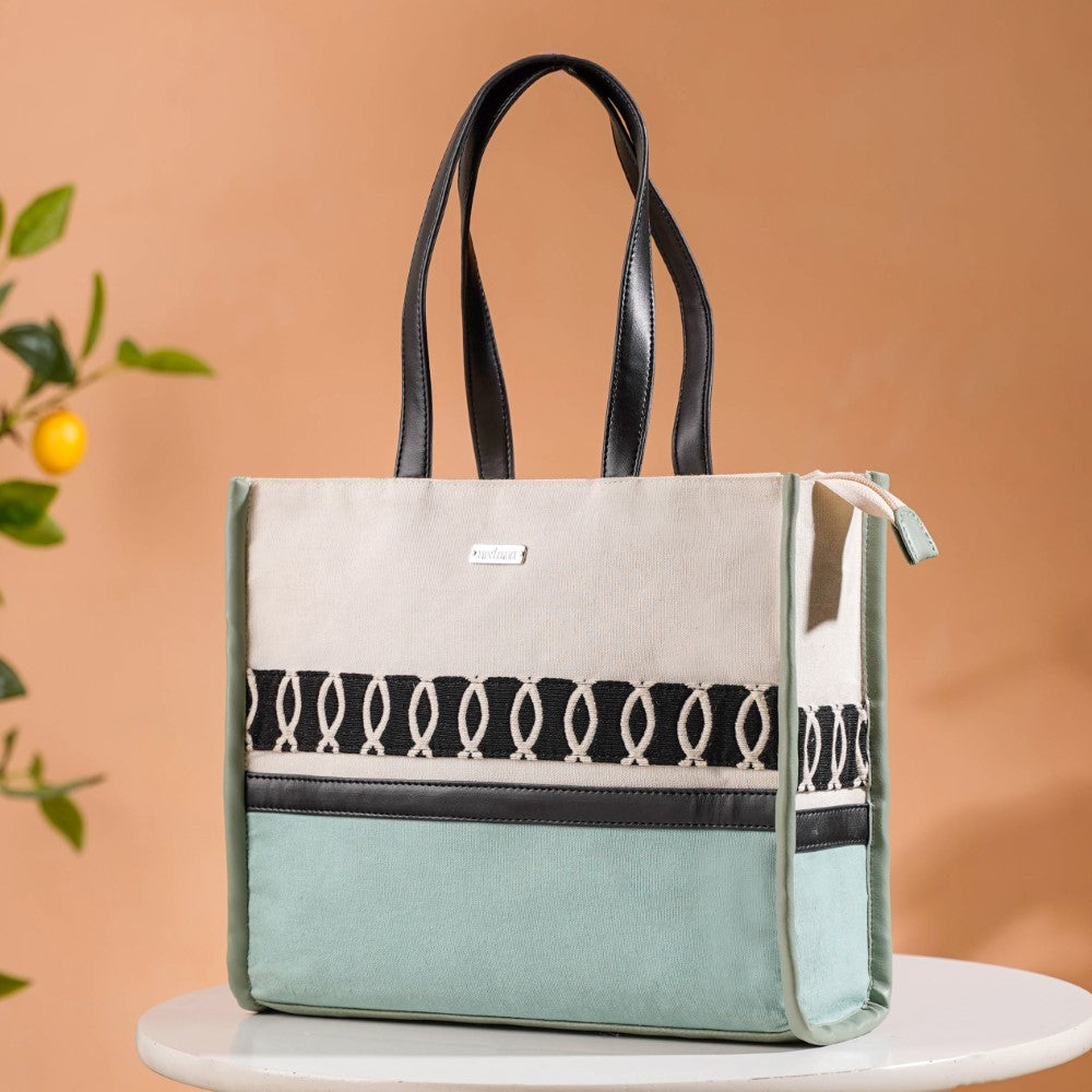 Eco-friendly Carryall Tote Bag Mint Small 12 x 10 Inch Nestasia