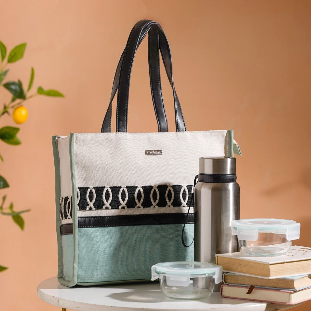 Eco-friendly Carryall Tote Bag Mint Small 12 x 10 Inch Nestasia