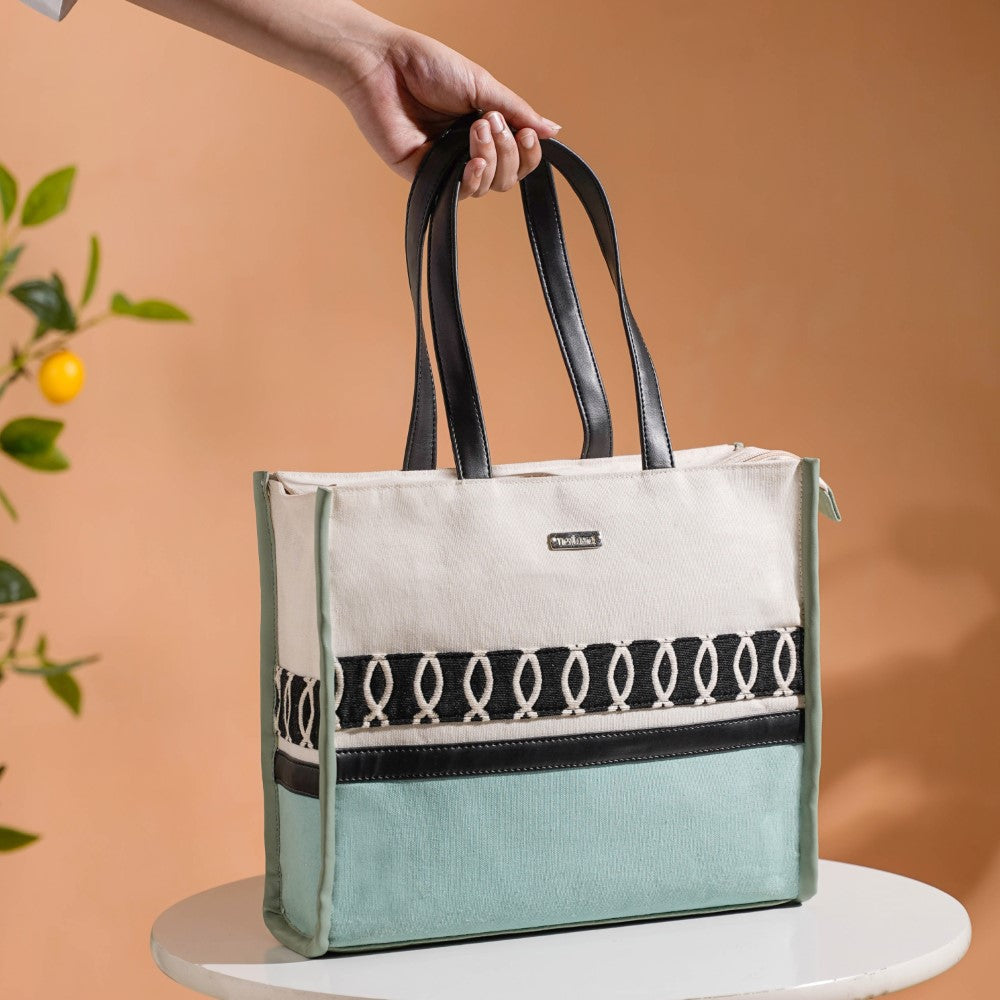 Eco-friendly Carryall Tote Bag Mint Small 12 x 10 Inch Nestasia