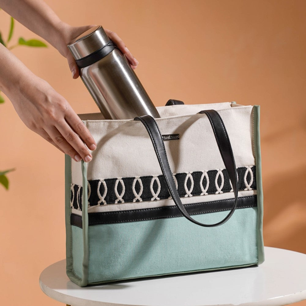 Eco-friendly Carryall Tote Bag Mint Small 12 x 10 Inch Nestasia