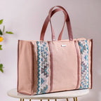 Boho Shopper Bag Pink Large 17 X 12 Inch Nestasia