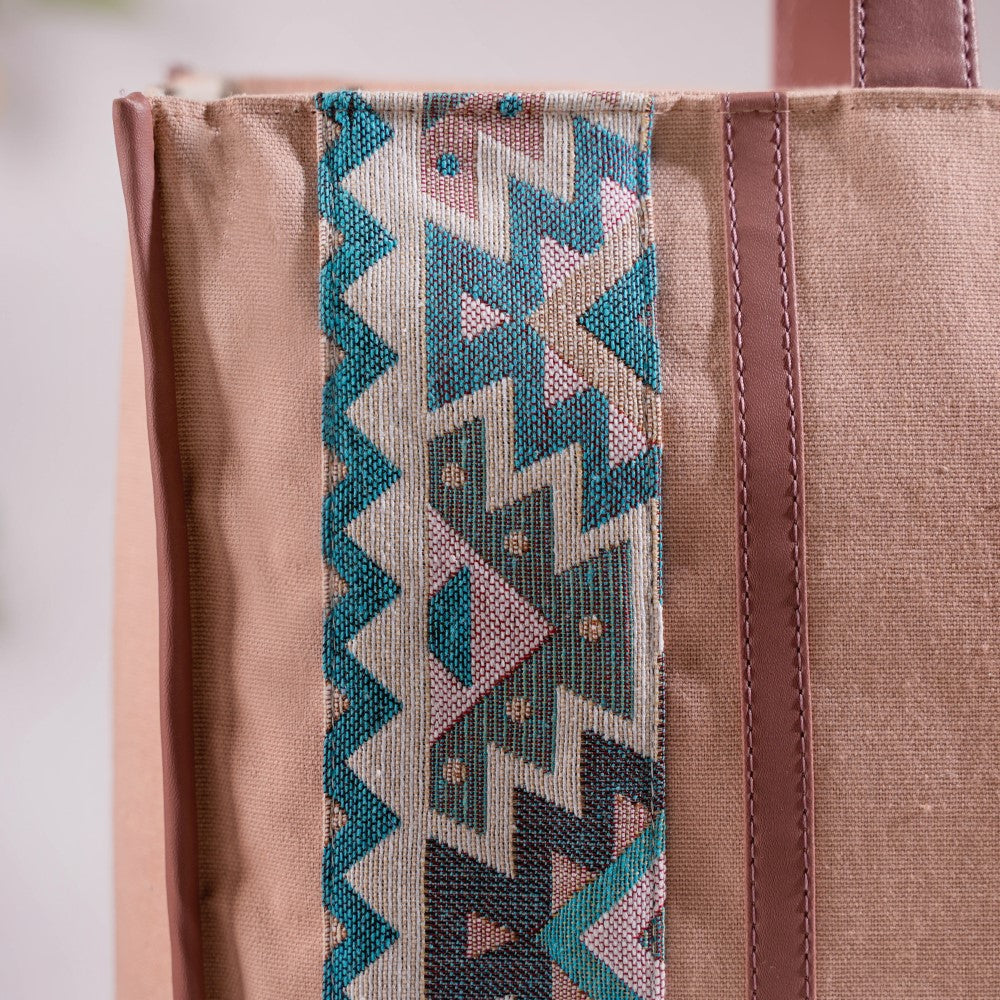 Boho Shopper Bag Pink Set Of 2 Nestasia