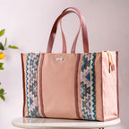 Boho Shopper Bag Pink Large 17 X 12 Inch Nestasia