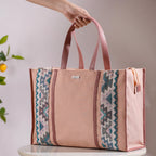 Boho Shopper Bag Pink Large 17 X 12 Inch Nestasia