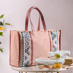 Boho Shopper Bag Pink Large 17 X 12 Inch Nestasia
